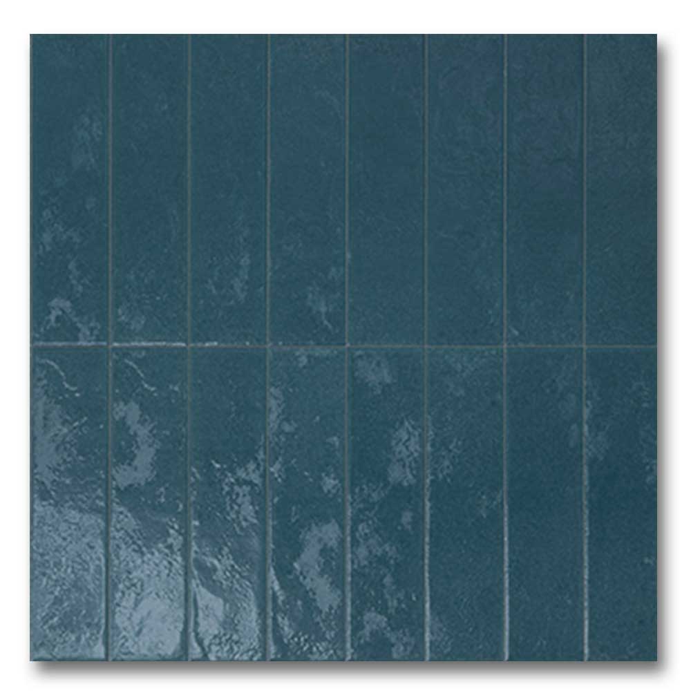 3x12 Regoli Blu Glossy Solid Look Porcelain Tile