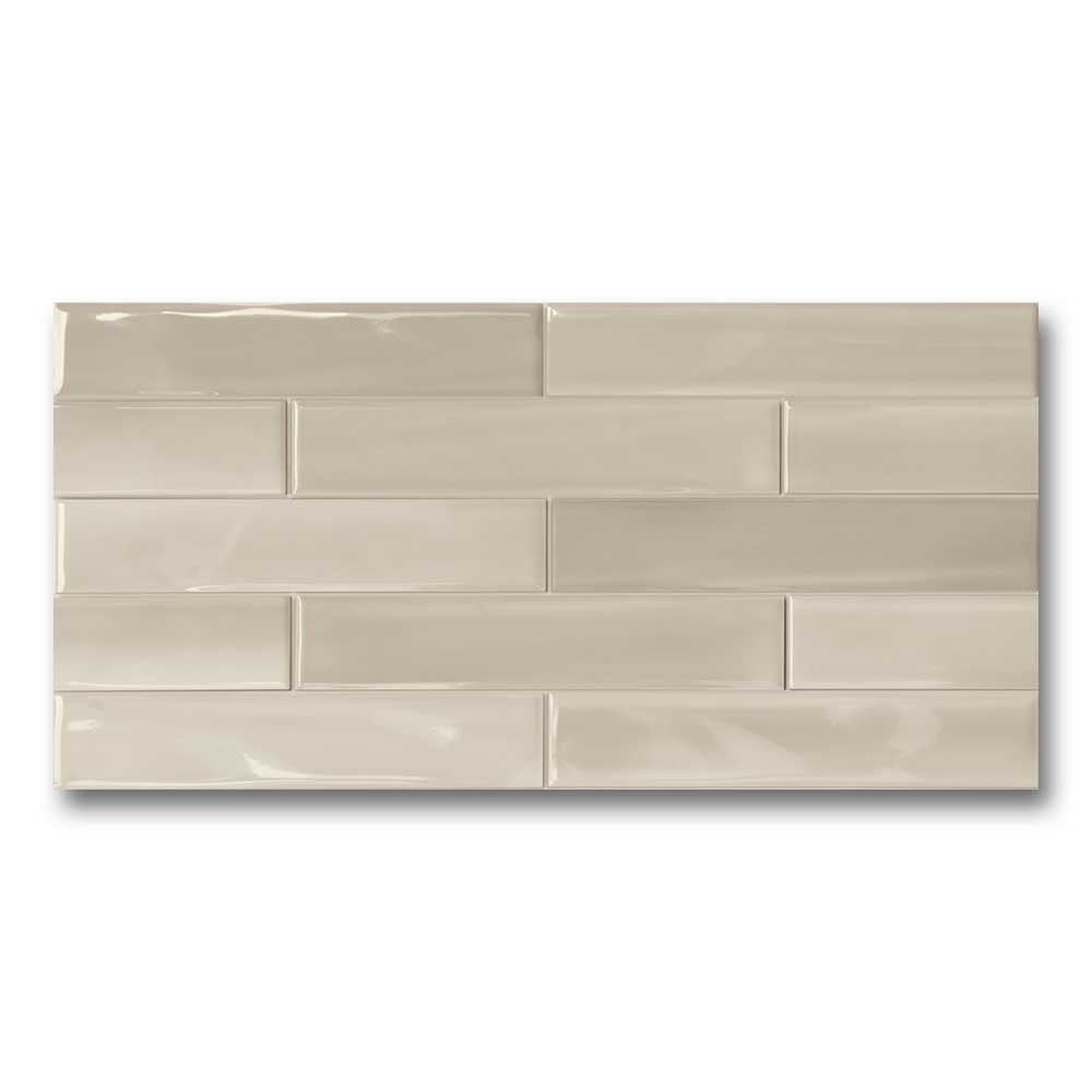 3x12 Shadebrick Beige Glossy Solid Look Porcelain Tile