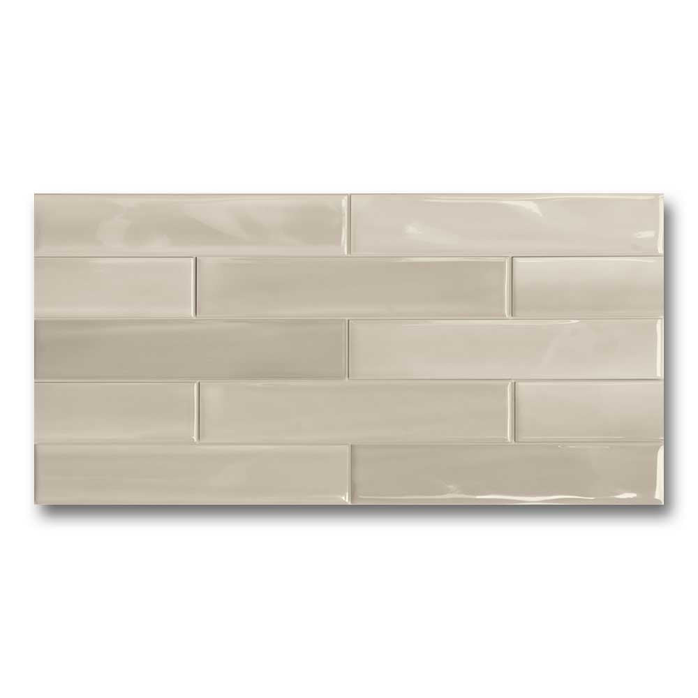 3x12 Shadebrick Beige Glossy Solid Look Porcelain Tile