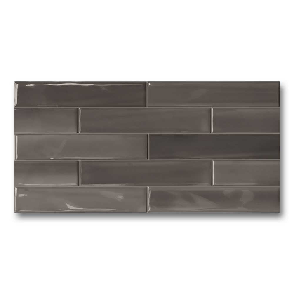 3x12 Shadebrick Dark Glossy Solid Look Porcelain Tile