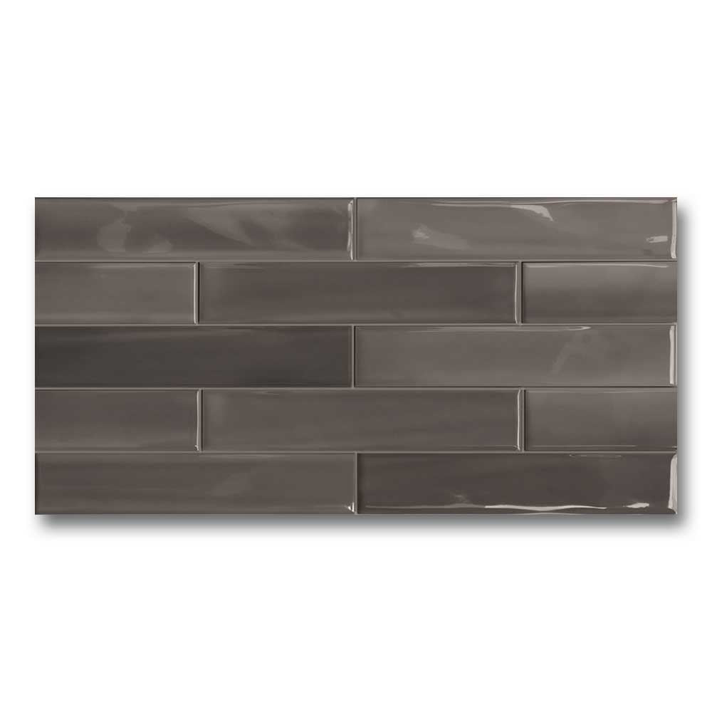 3x12 Shadebrick Dark Glossy Solid Look Porcelain Tile