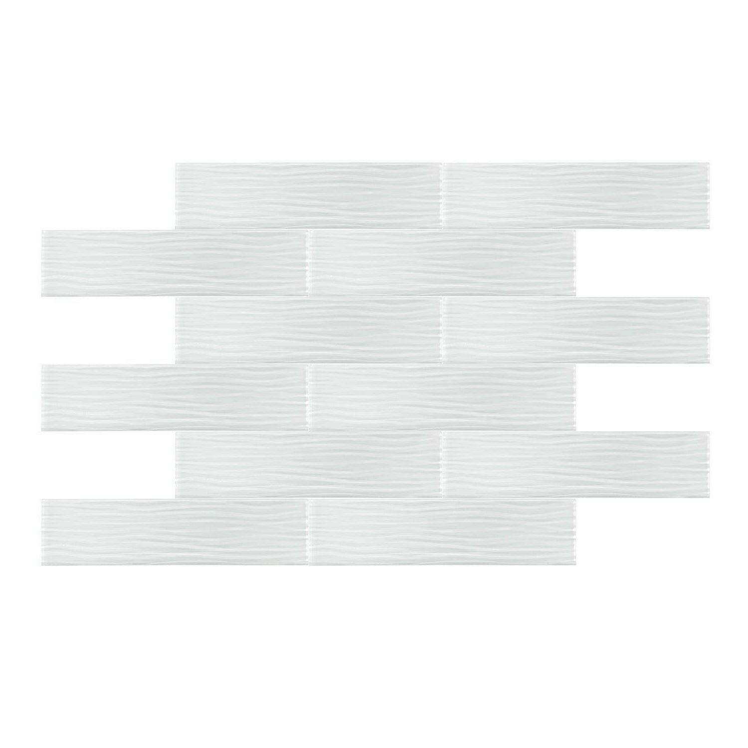 3x12 White Pacific Waves Glass Subway Tile 3x12 White Pacific Waves Glass Subway Tile - American Tile Depot