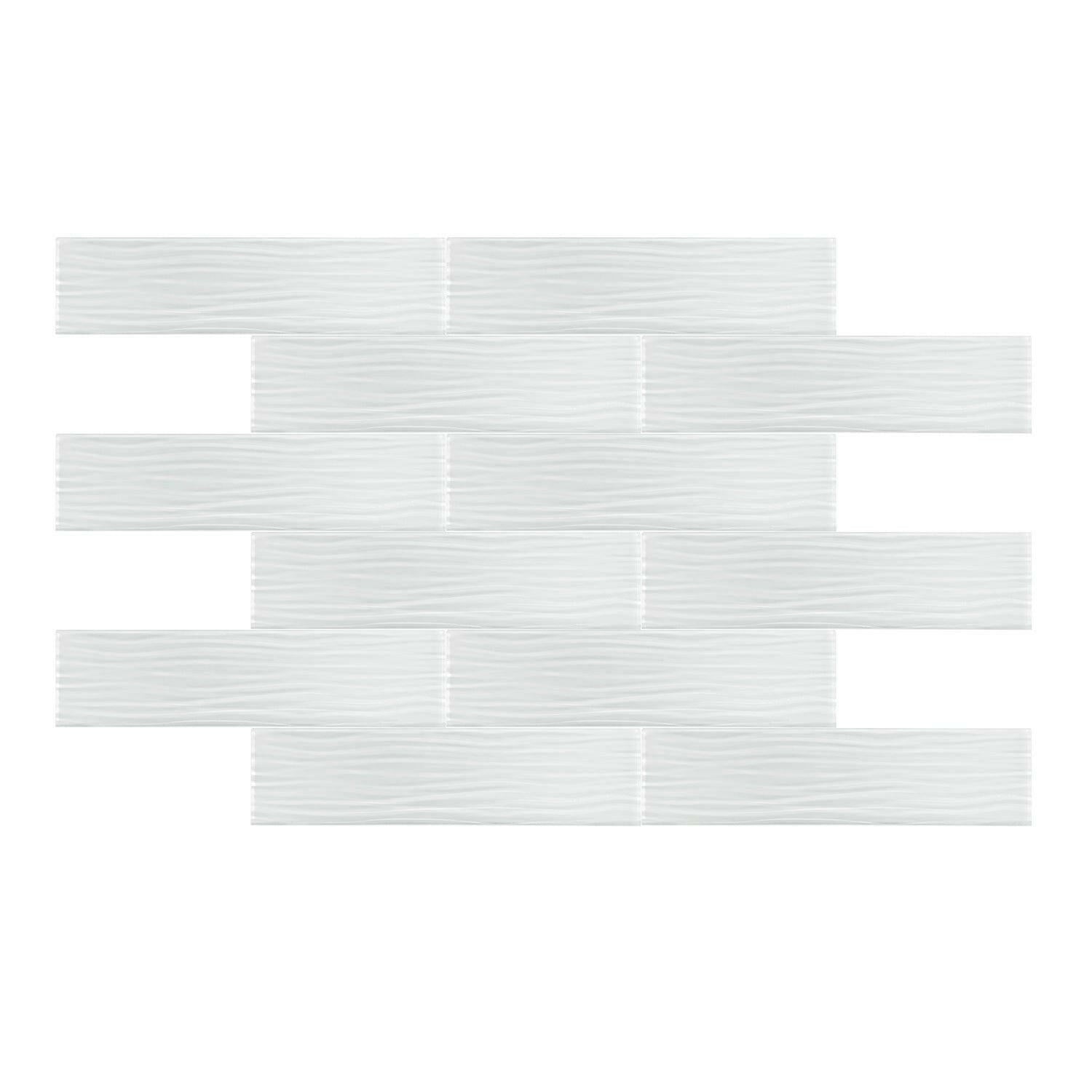 3x12 White Pacific Waves Glass Subway Tile 3x12 White Pacific Waves Glass Subway Tile - American Tile Depot