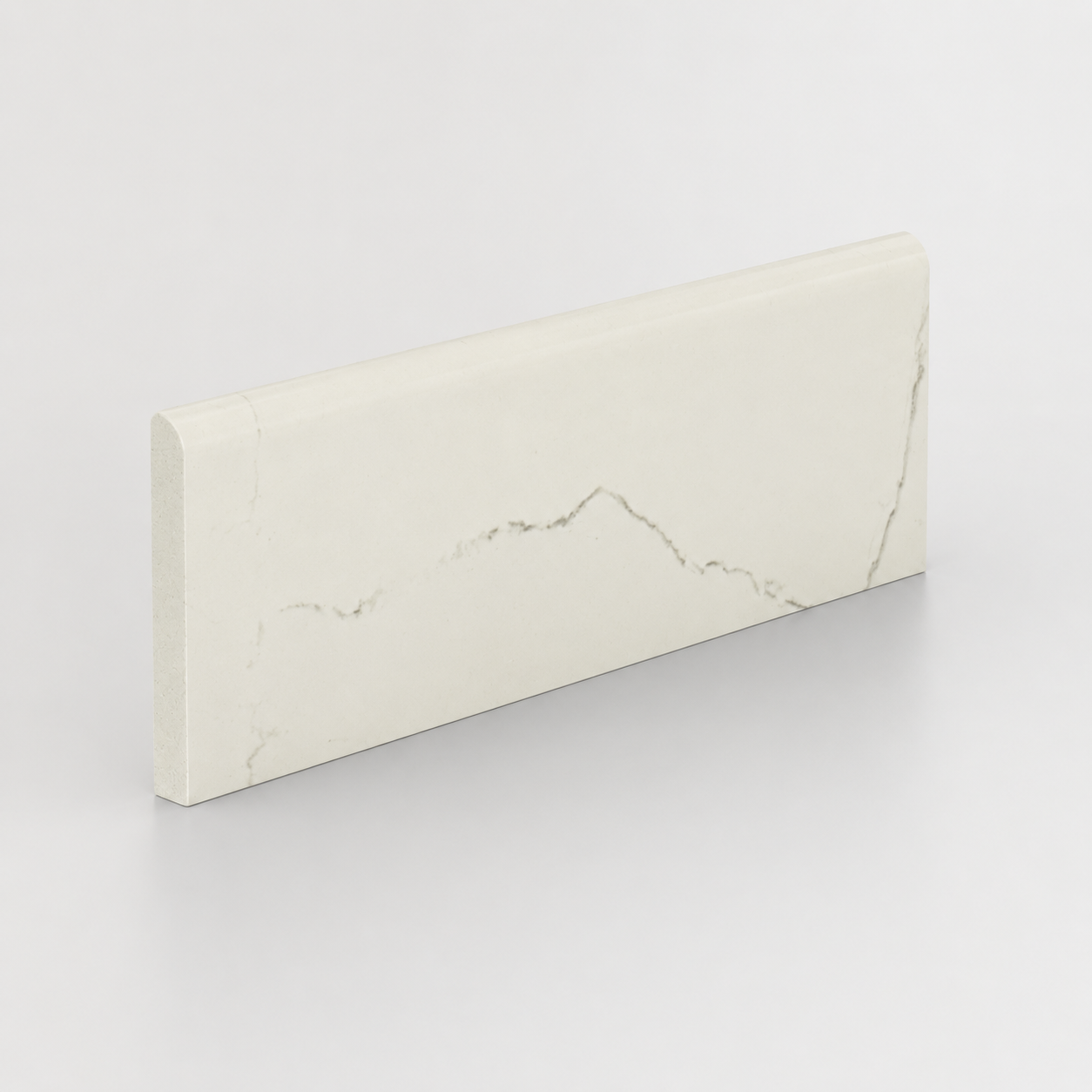 3x12 Bianco River Polished Marble Look Porcelain Bullnose Tile - American Tile Depot