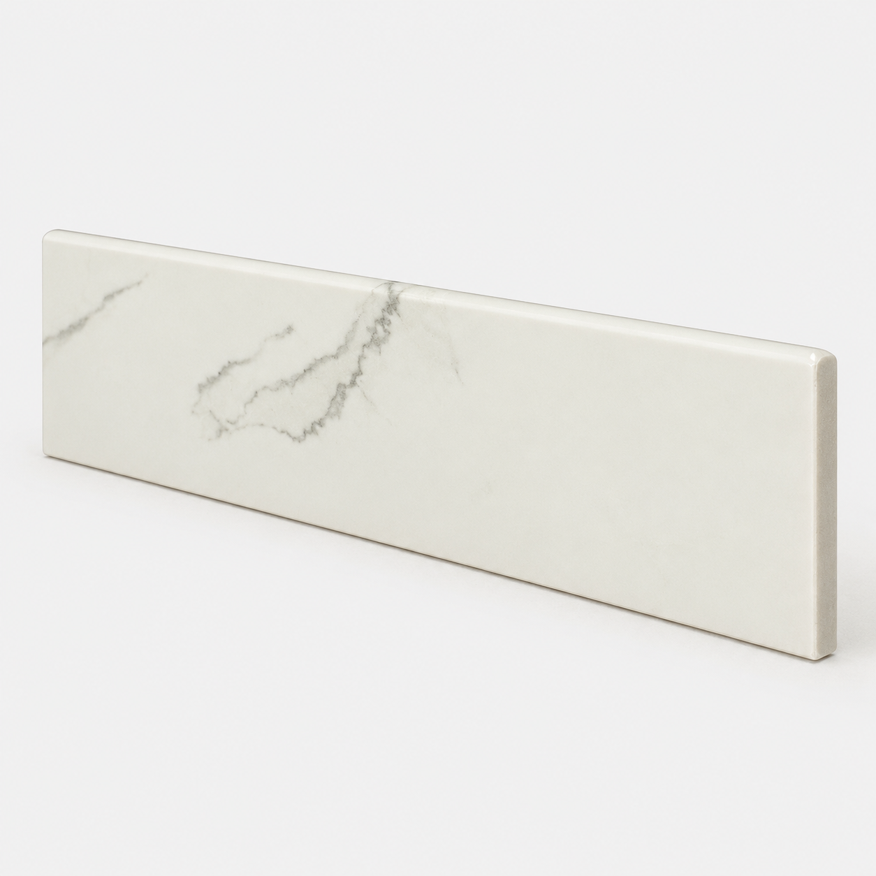 3x12 Calacatta dP Matte Marble Look Porcelain Bullnose Tile - American Tile Depot