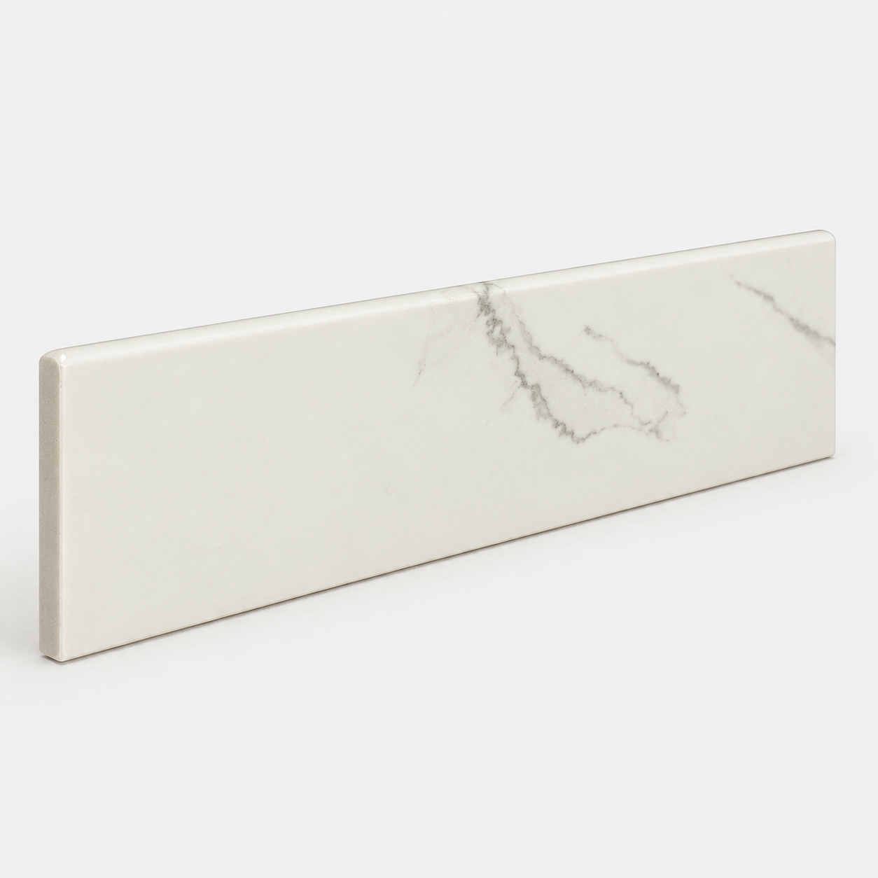 3x12 Calacatta dP Matte Marble Look Porcelain Bullnose Tile - American Tile Depot