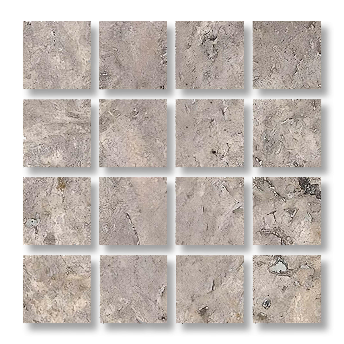 Special Cut | 3x3 Silver Travertine Filled & Honed Tile - American Tile Depot