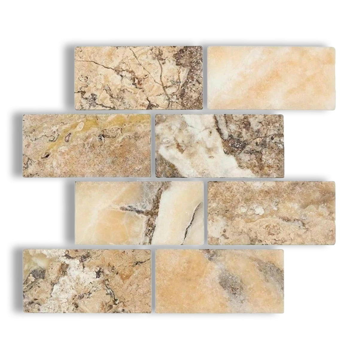 3x6 Antico Onyx Travertine Tumbled Tile - American Tile Depot