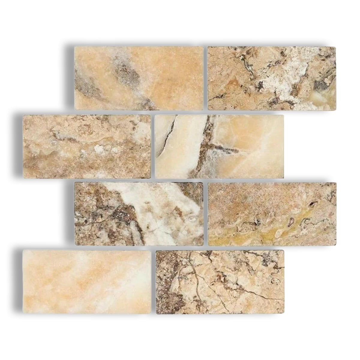3x6 Antico Onyx Travertine Tumbled Tile - American Tile Depot