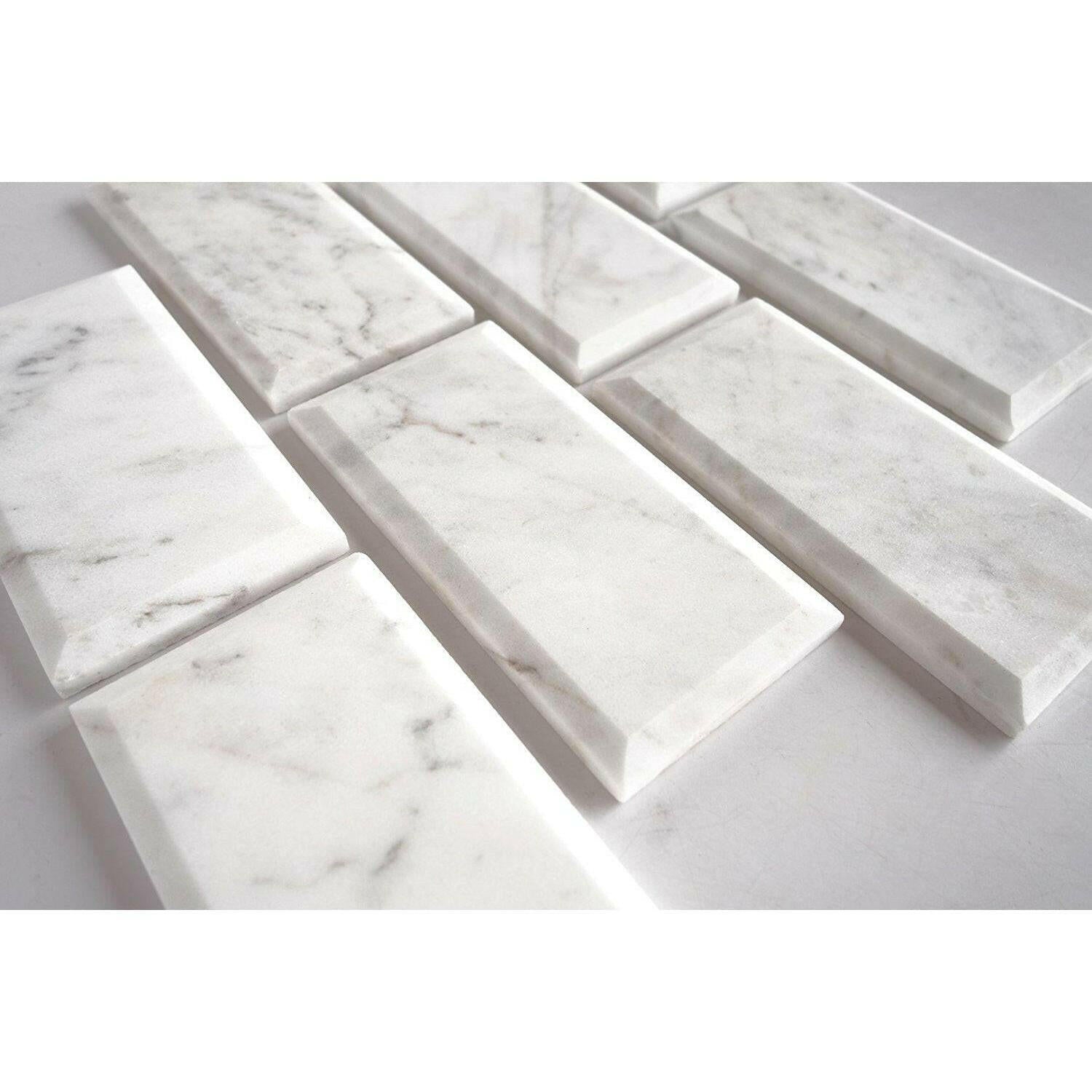 3x6 Bianco Venatino Marble Honed & Beveled Tile 3x6 Bianco Venatino Marble Honed & Beveled Tile - American Tile Depot