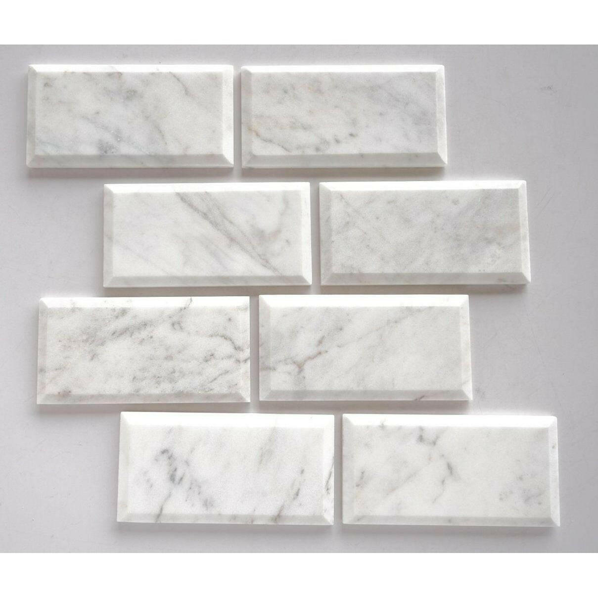 3x6 Bianco Venatino Marble Polished & Beveled Tile 3x6 Bianco Venatino Marble Polished & Beveled Tile - American Tile Depot