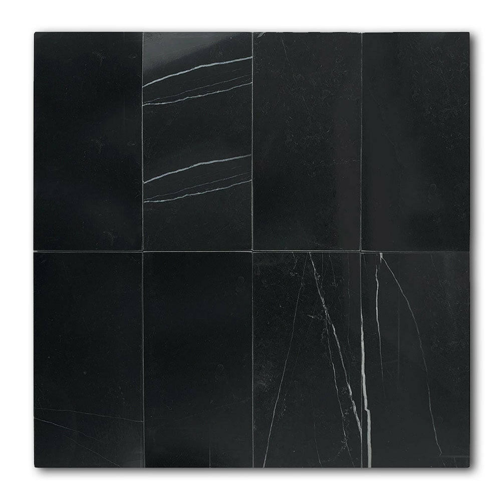 3x6 Black Marquina Marble Polished Tile | FINAL SALE 3x6 Black Marquina Marble Polished Tile | FINAL SALE - American Tile Depot
