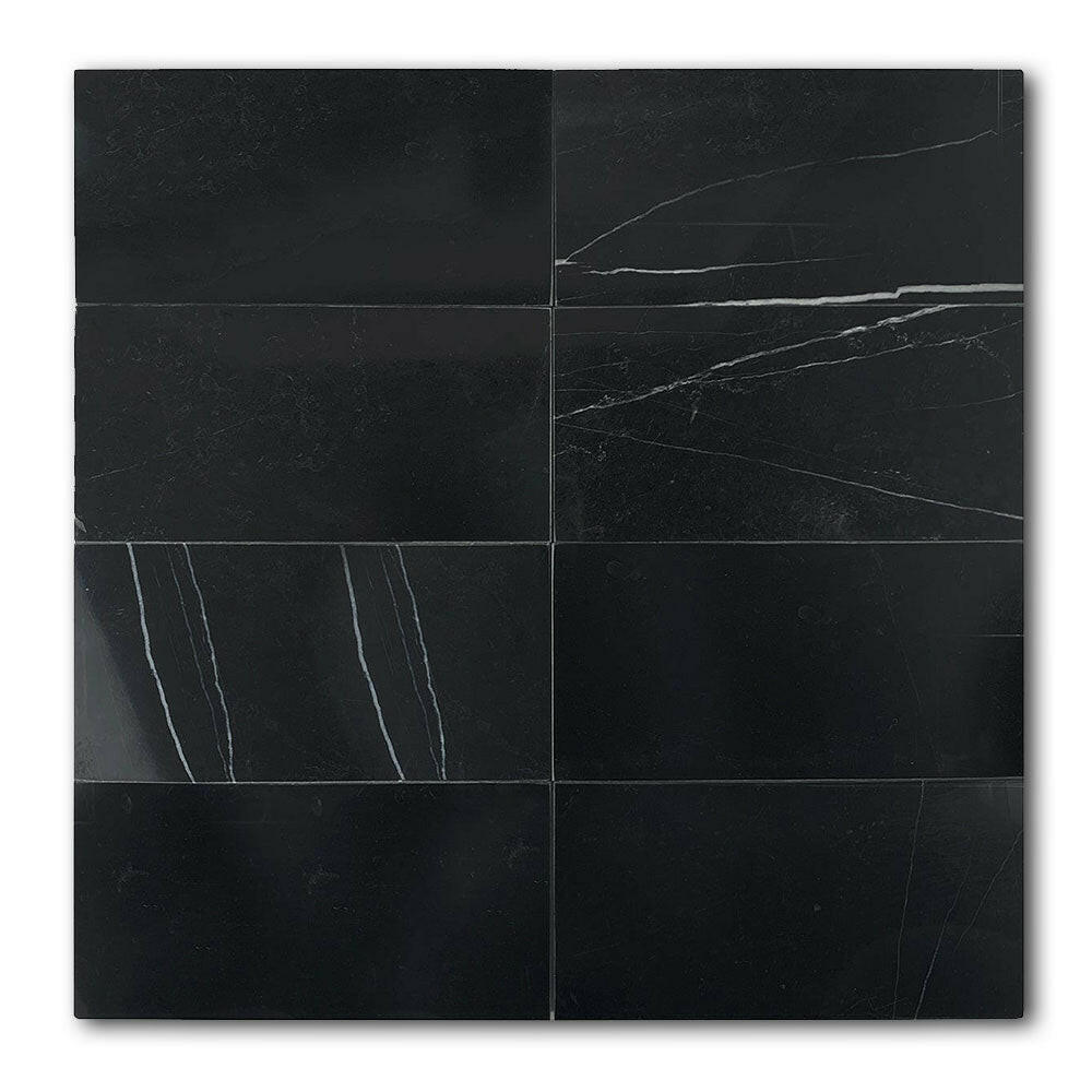 3x6 Black Marquina Marble Polished Tile | FINAL SALE 3x6 Black Marquina Marble Polished Tile | FINAL SALE - American Tile Depot