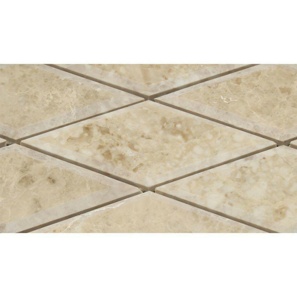 3x6 Cappuccino Marble Polished Diamond - Beveled Mosaic Tile 3x6 Cappuccino Marble Polished Diamond - Beveled Mosaic Tile - American Tile Depot