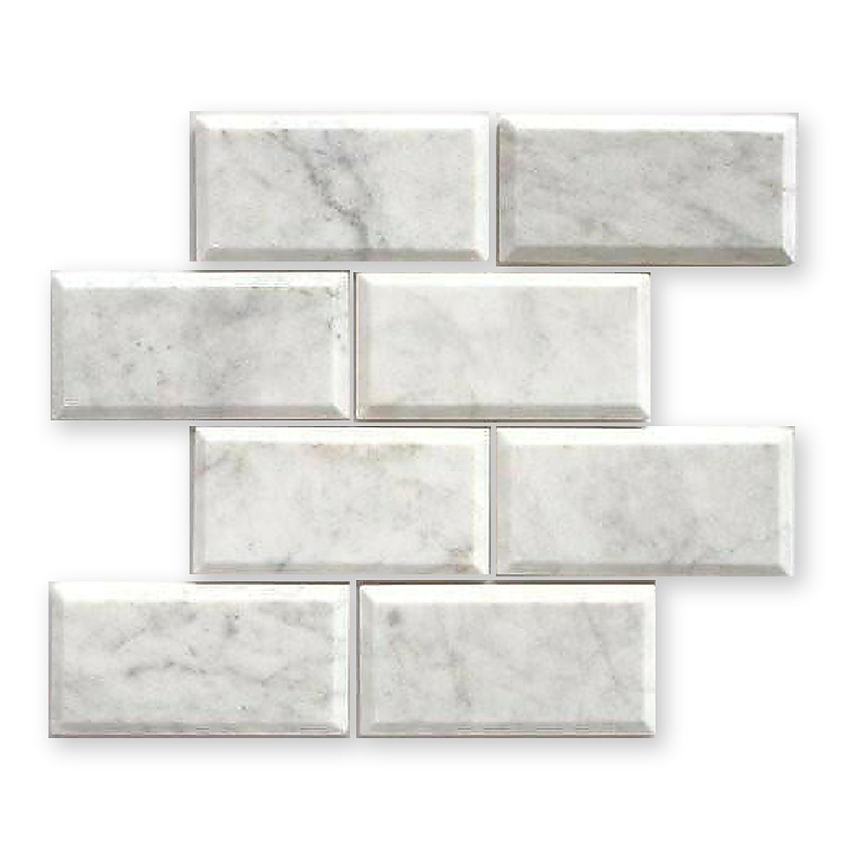 3x6 Carrara White Marble Honed & Beveled Tile - American Tile Depot