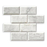 3x6 Carrara White Marble Honed & Beveled Tile - American Tile Depot