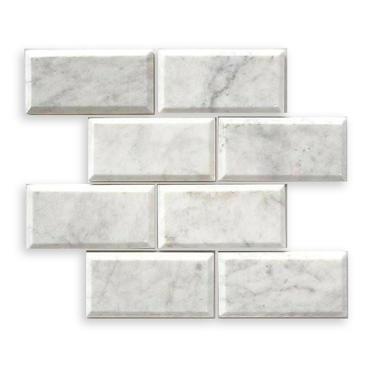 3x6 Carrara White Marble Honed & Beveled Tile - American Tile Depot