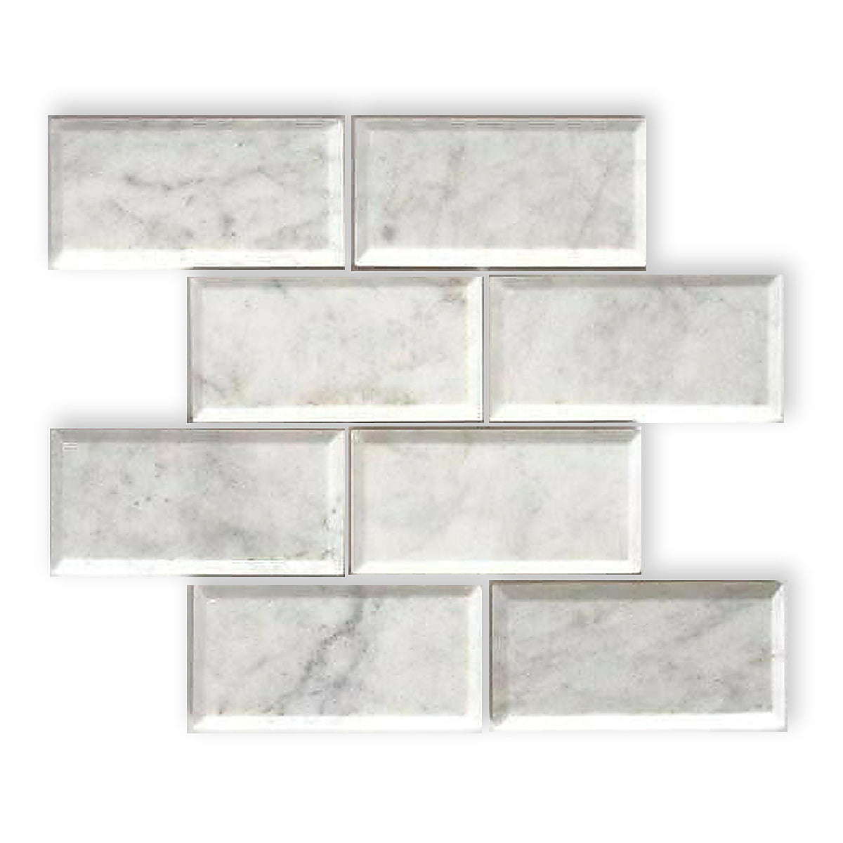 3x6 Carrara White Marble Honed & Beveled Tile - American Tile Depot