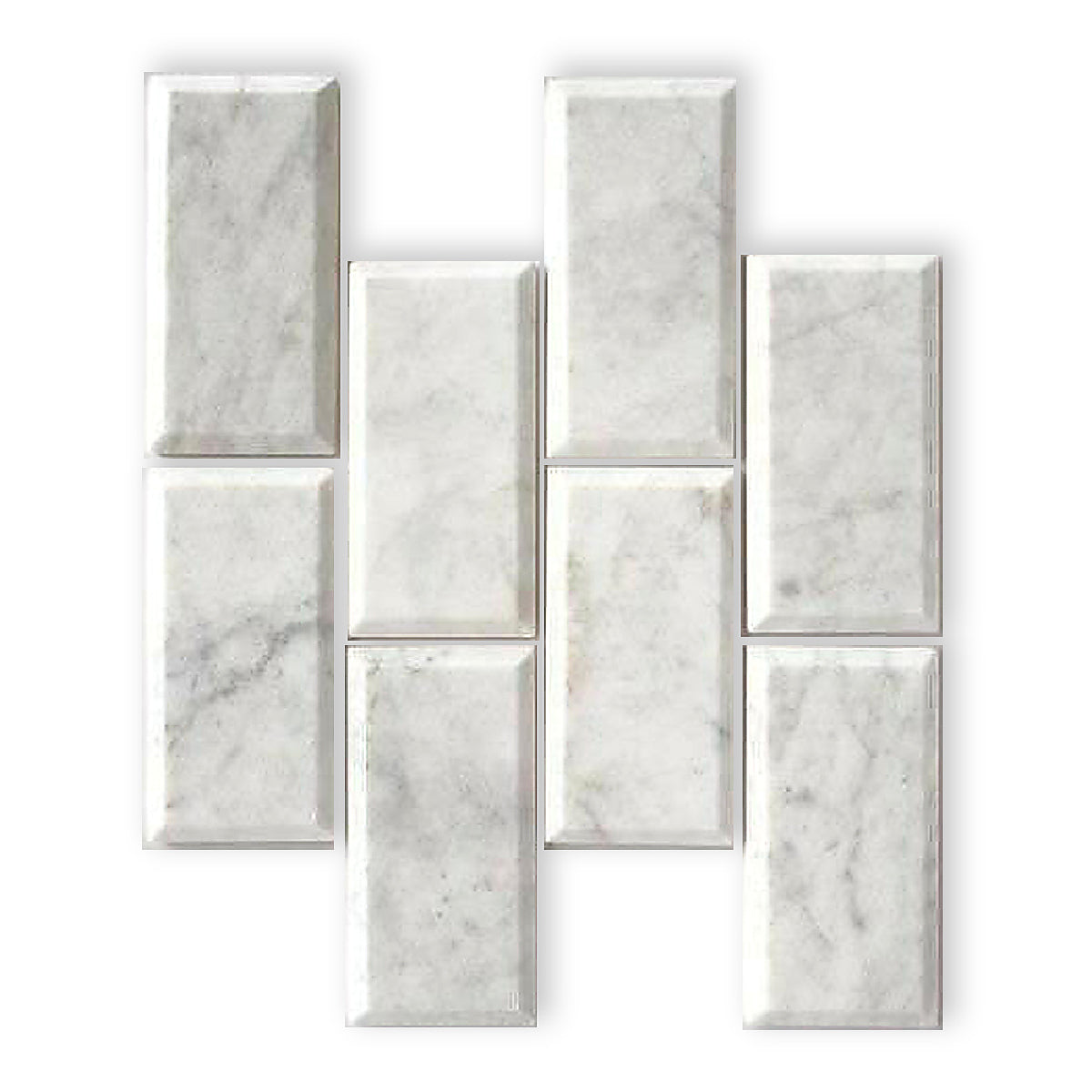 3x6 Carrara White Marble Honed & Beveled Tile - American Tile Depot