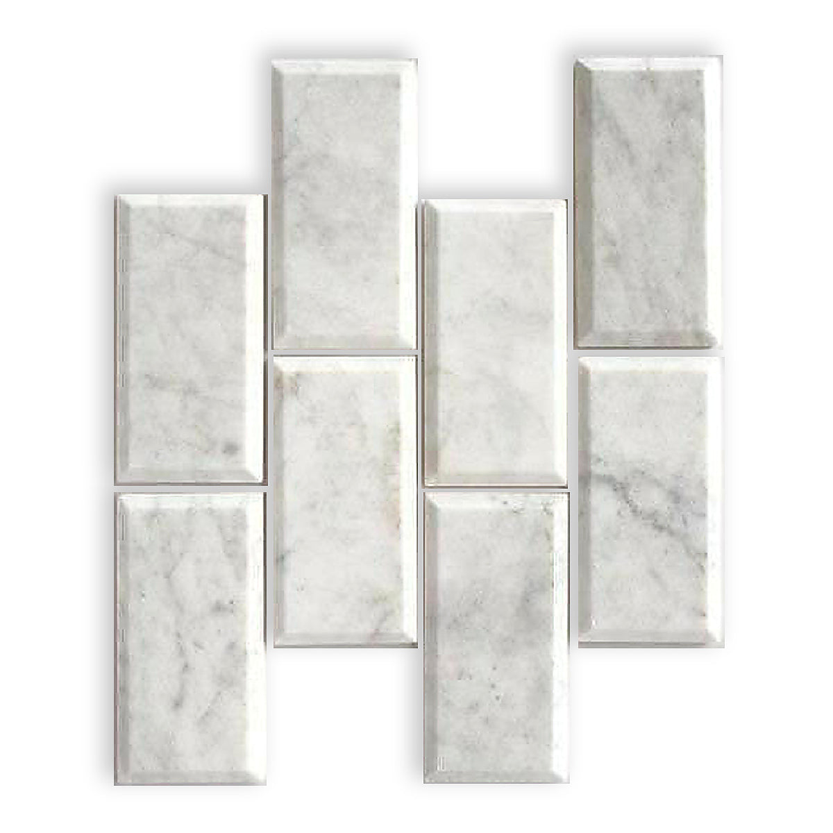 3x6 Carrara White Marble Honed & Beveled Tile - American Tile Depot
