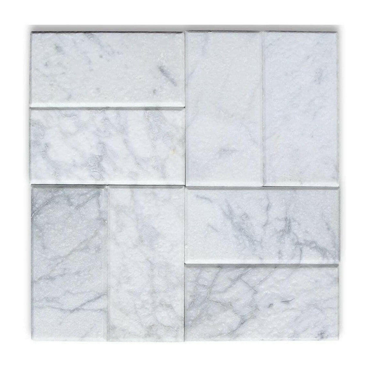 3x6 Carrara White Marble Tumbled Tile