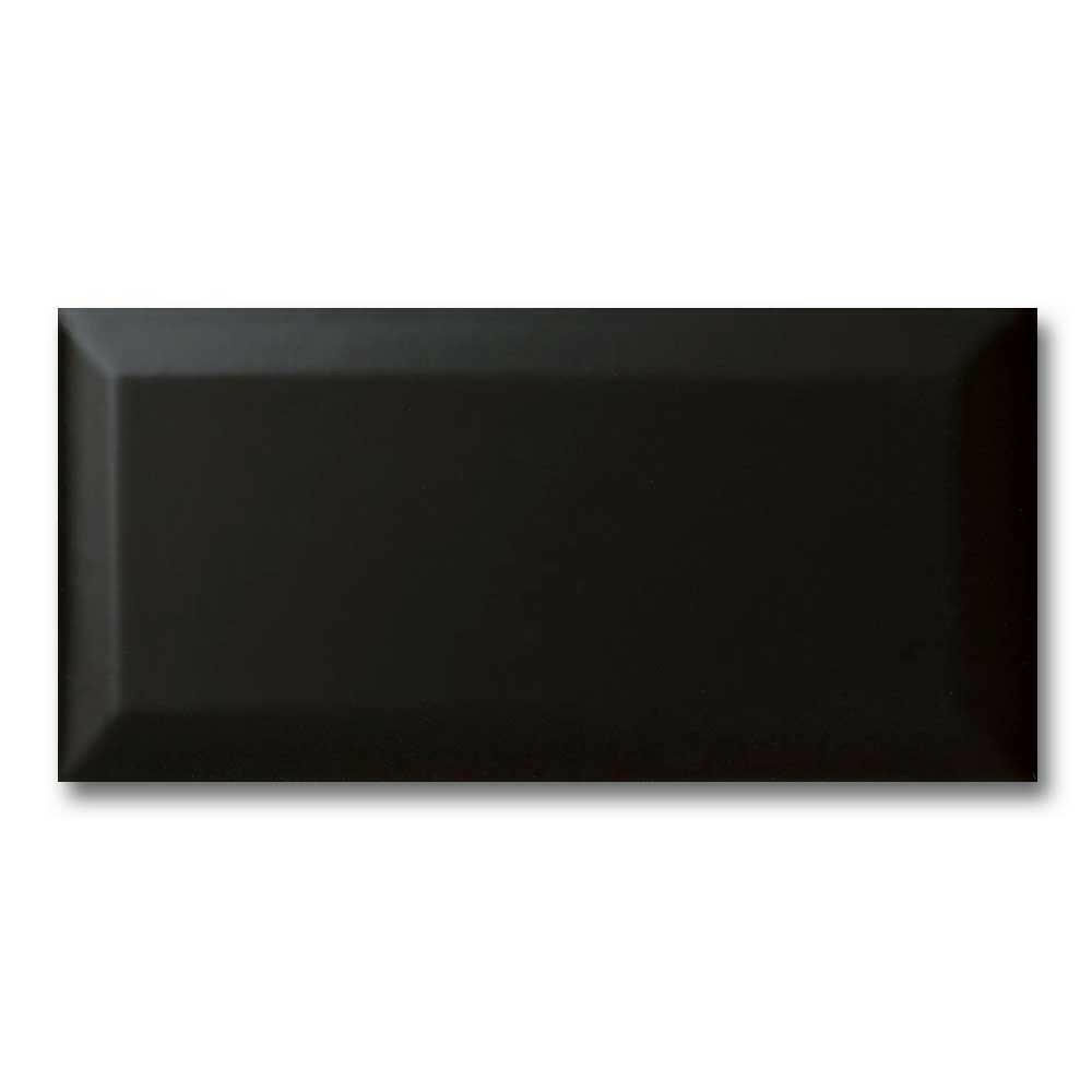 3x6 Classic Bevel Black Solid Look Glossy Ceramic Wall Tile