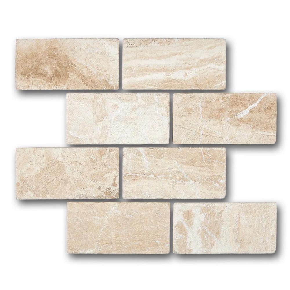 3x6 Diano Royal (Queen Beige) Marble Tumbled Tile 3x6 Diano Royal (Queen Beige) Marble Tumbled Tile - American Tile Depot