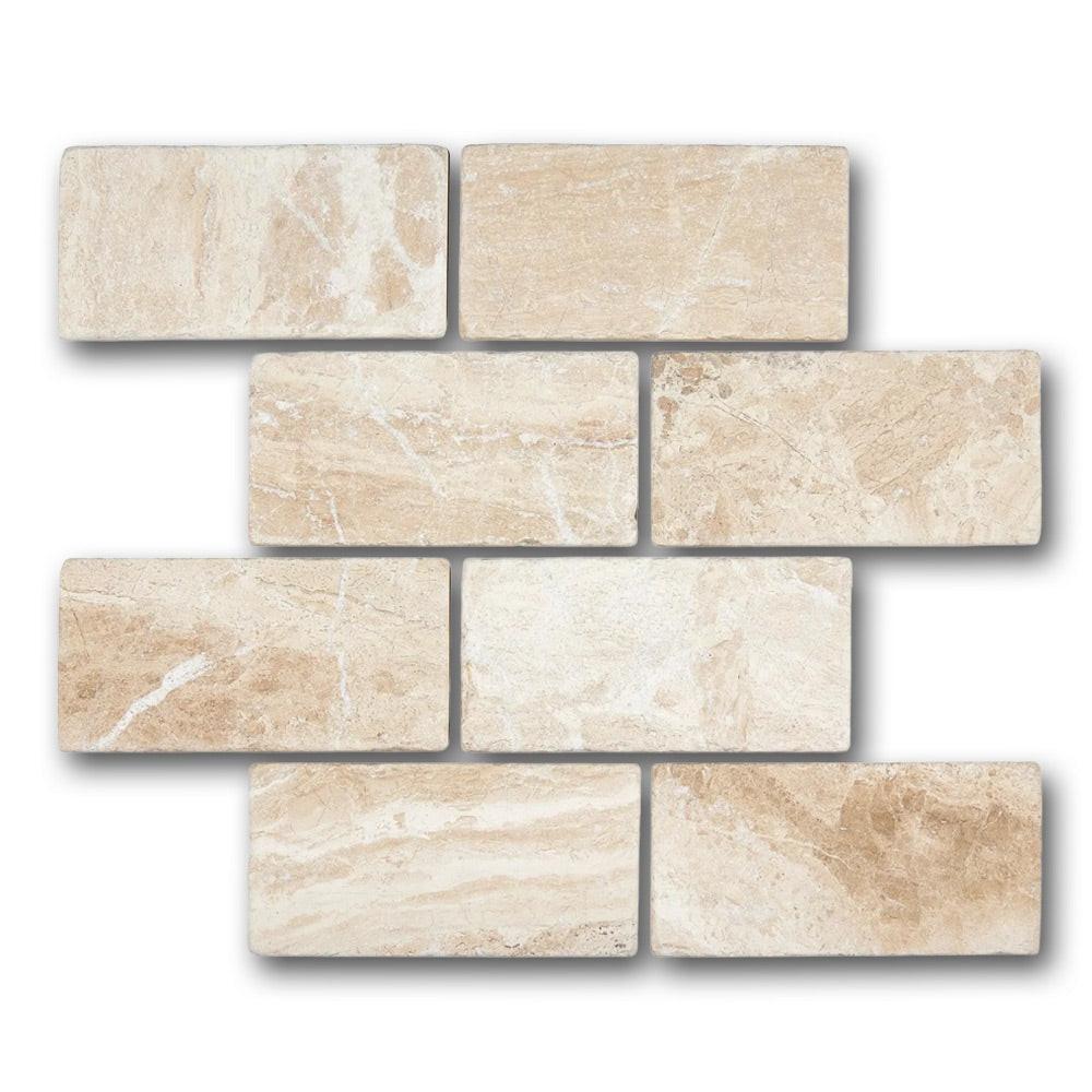 3x6 Diano Royal (Queen Beige) Marble Tumbled Tile 3x6 Diano Royal (Queen Beige) Marble Tumbled Tile - American Tile Depot