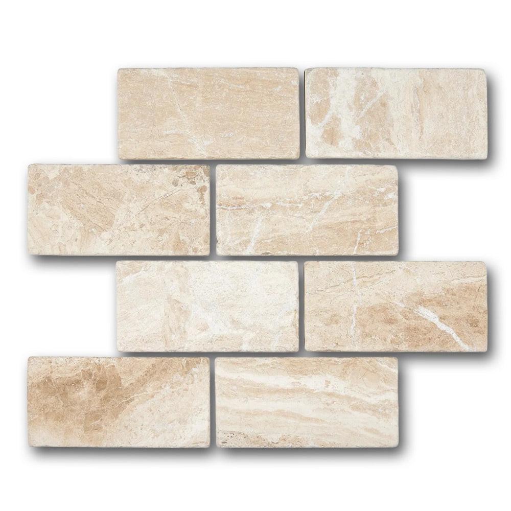 3x6 Diano Royal (Queen Beige) Marble Tumbled Tile 3x6 Diano Royal (Queen Beige) Marble Tumbled Tile - American Tile Depot