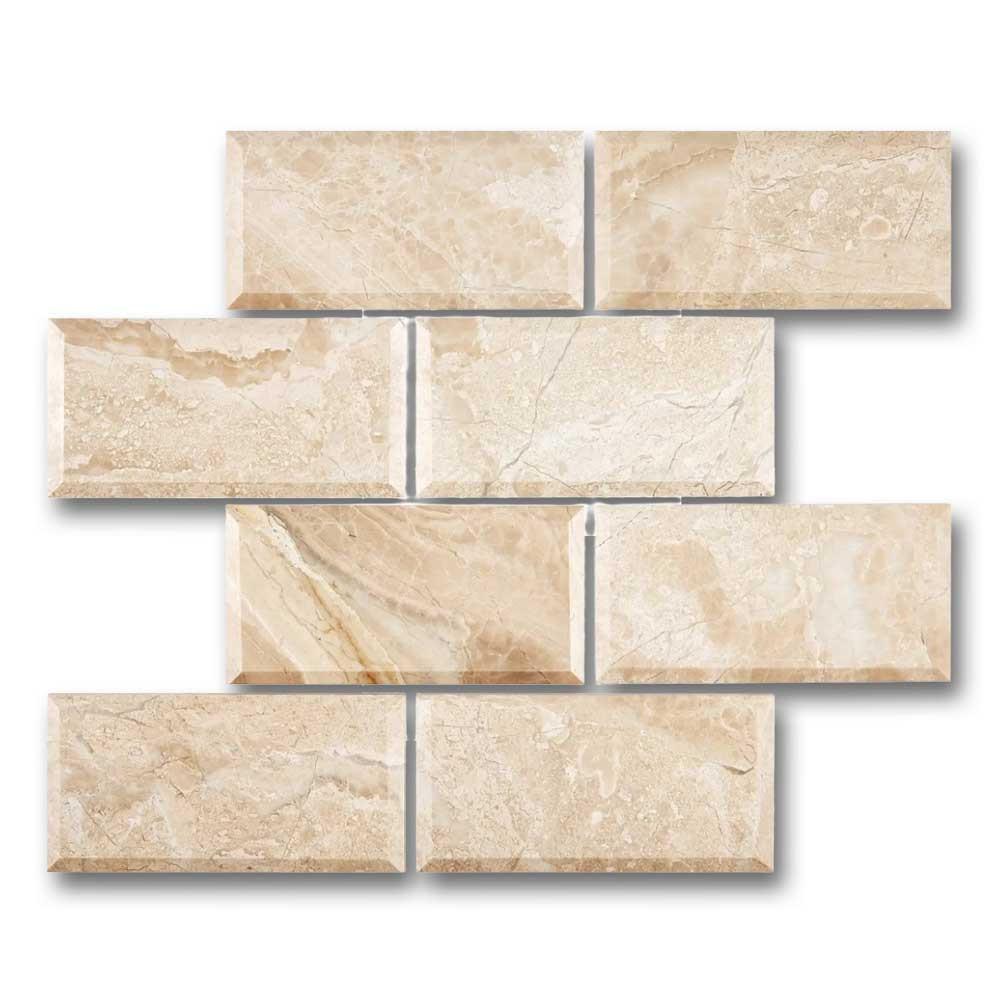 3x6 Diano Royal (Queen Beige) Polished & Beveled Tile 3x6 Diano Royal (Queen Beige) Polished & Beveled Tile - American Tile Depot