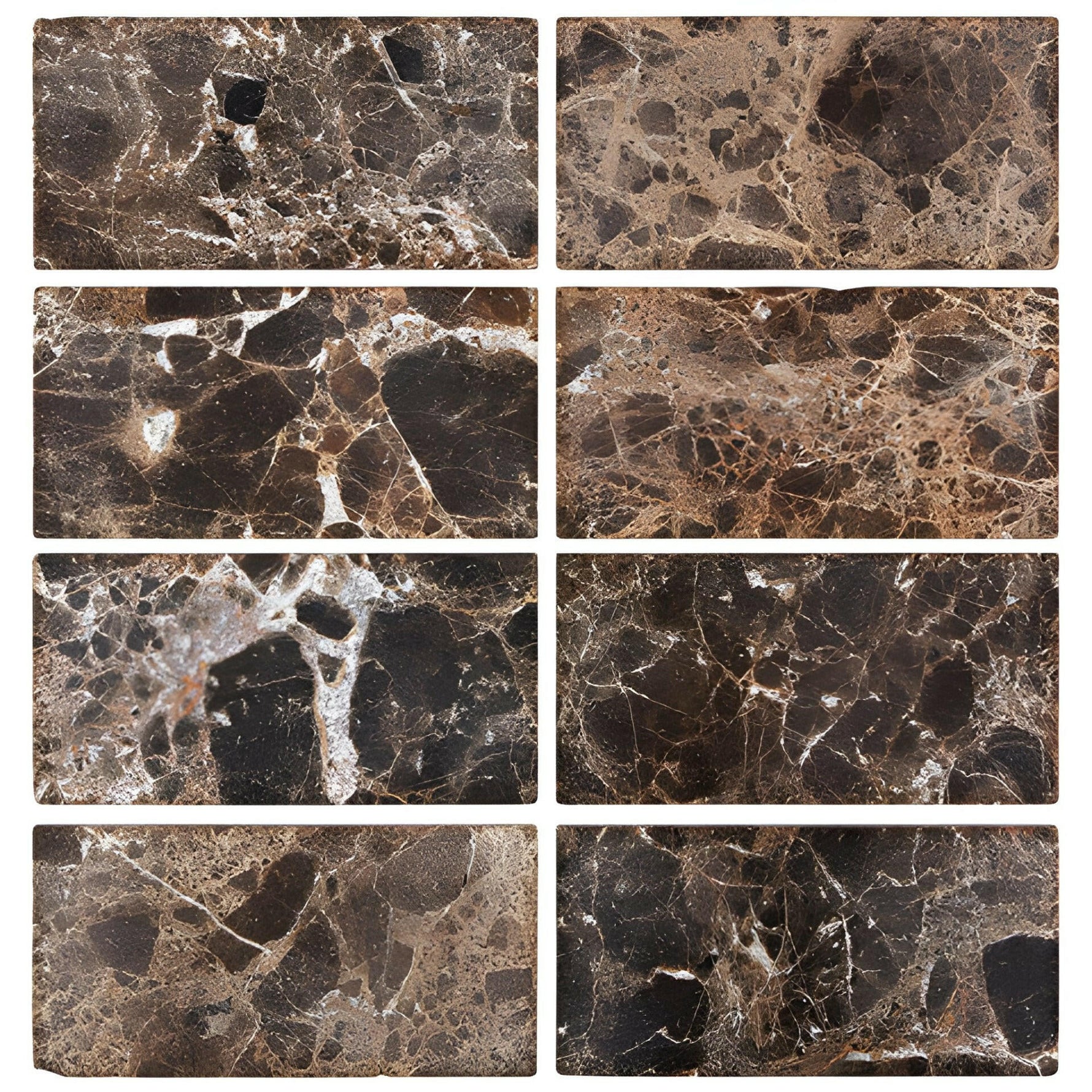3x6 Emperador Dark Marble Tumbled Tile 3x6 Emperador Dark Marble Tumbled Tile - American Tile Depot