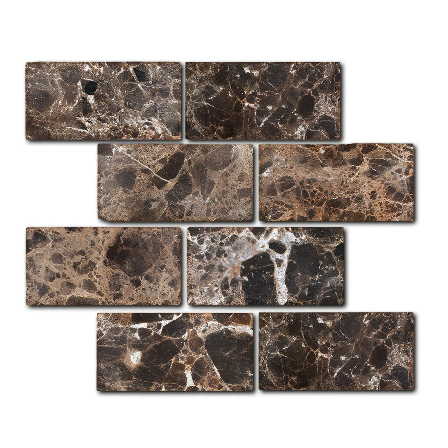 3x6 Emperador Dark Marble Tumbled Tile 3x6 Emperador Dark Marble Tumbled Tile - American Tile Depot