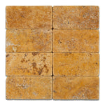 3x6 Gold / Yellow Travertine Tumbled Tile - American Tile Depot