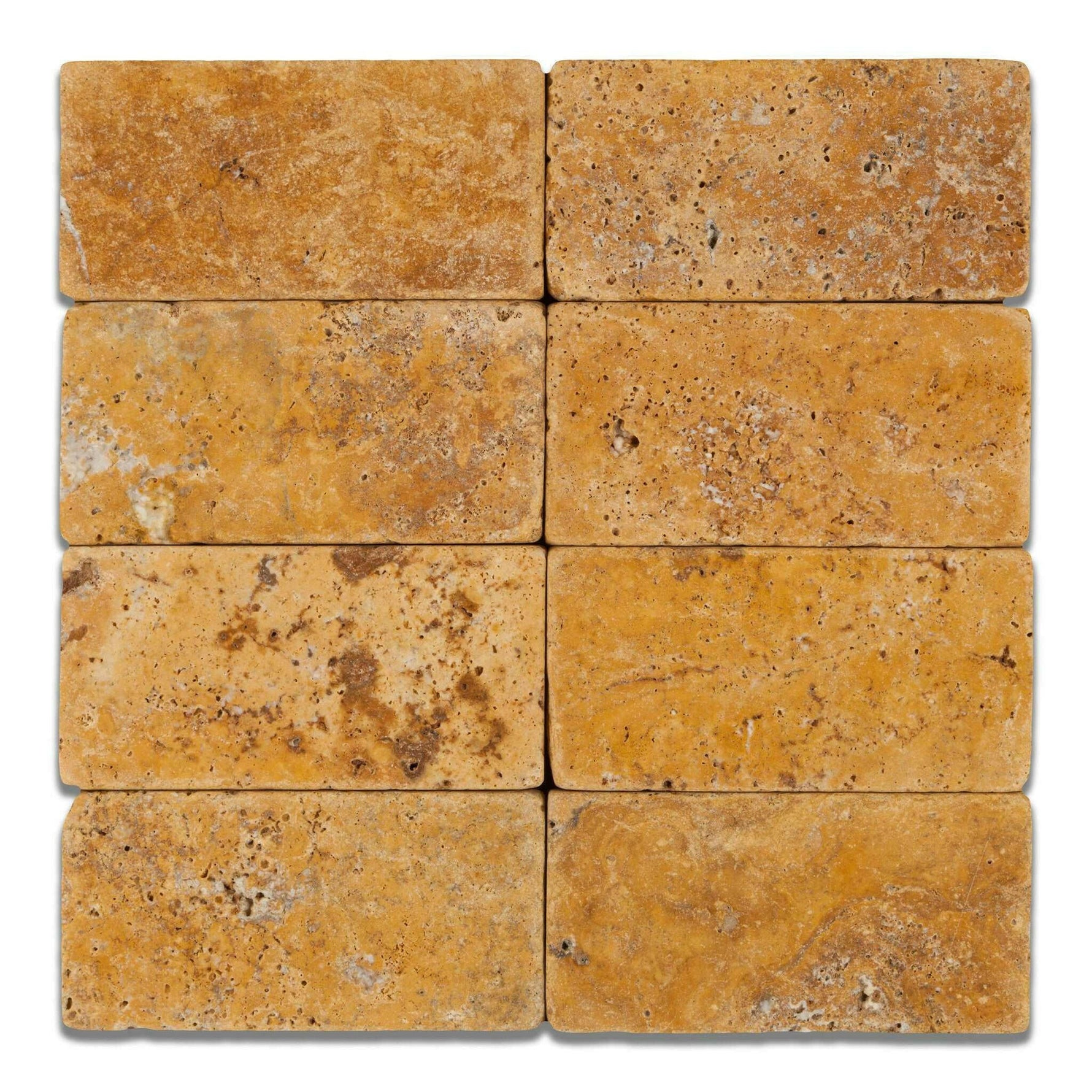 3x6 Gold / Yellow Travertine Tumbled Tile - American Tile Depot