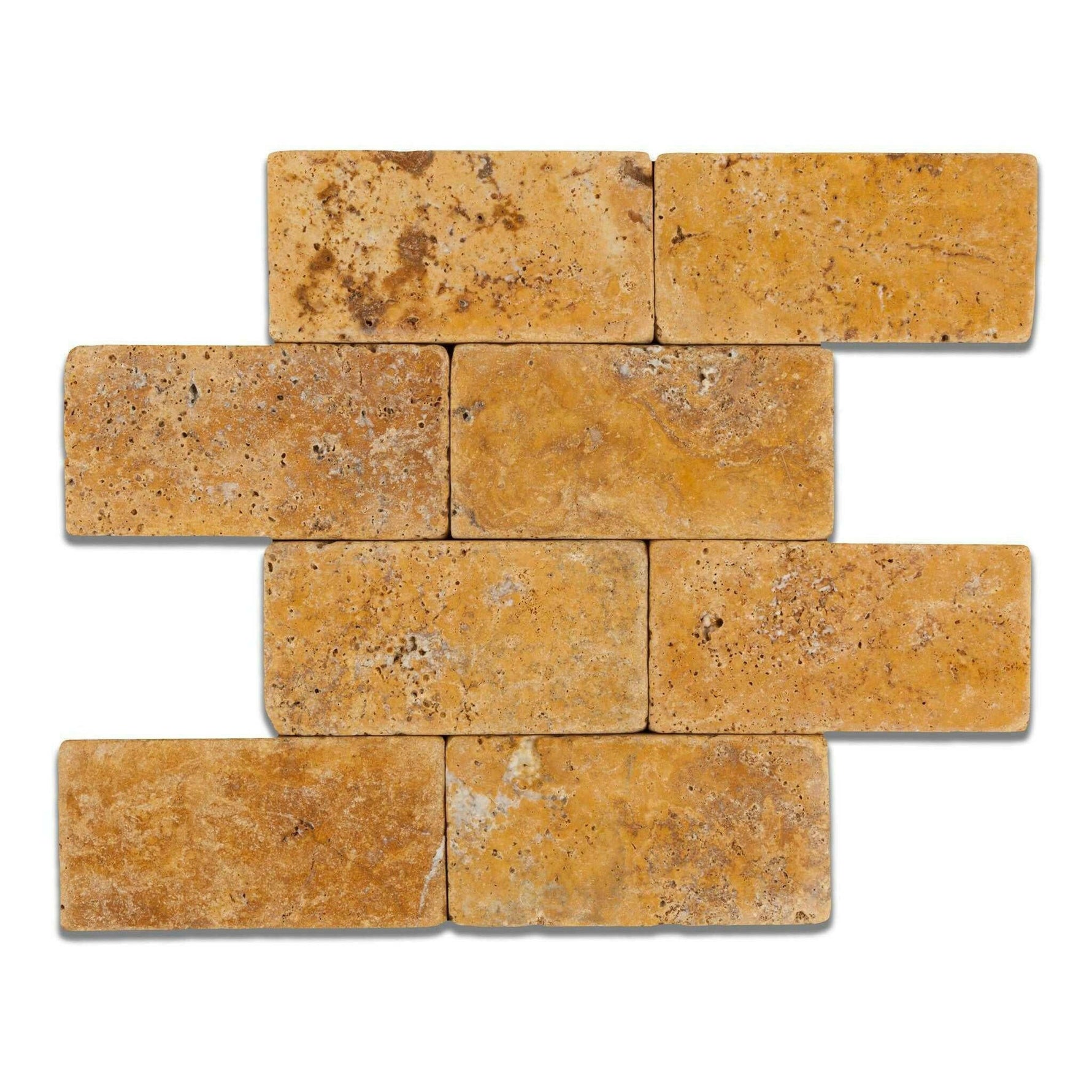 3x6 Gold / Yellow Travertine Tumbled Tile - American Tile Depot