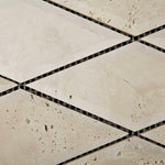 3x6 Ivory Travertine Diamond / Rhomboid Honed & Beveled Mosaic Tile - American Tile Depot