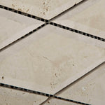 3x6 Ivory Travertine Diamond / Rhomboid Honed & Beveled Mosaic Tile - American Tile Depot