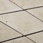 3x6 Ivory Travertine Diamond / Rhomboid Honed & Beveled Mosaic Tile - American Tile Depot