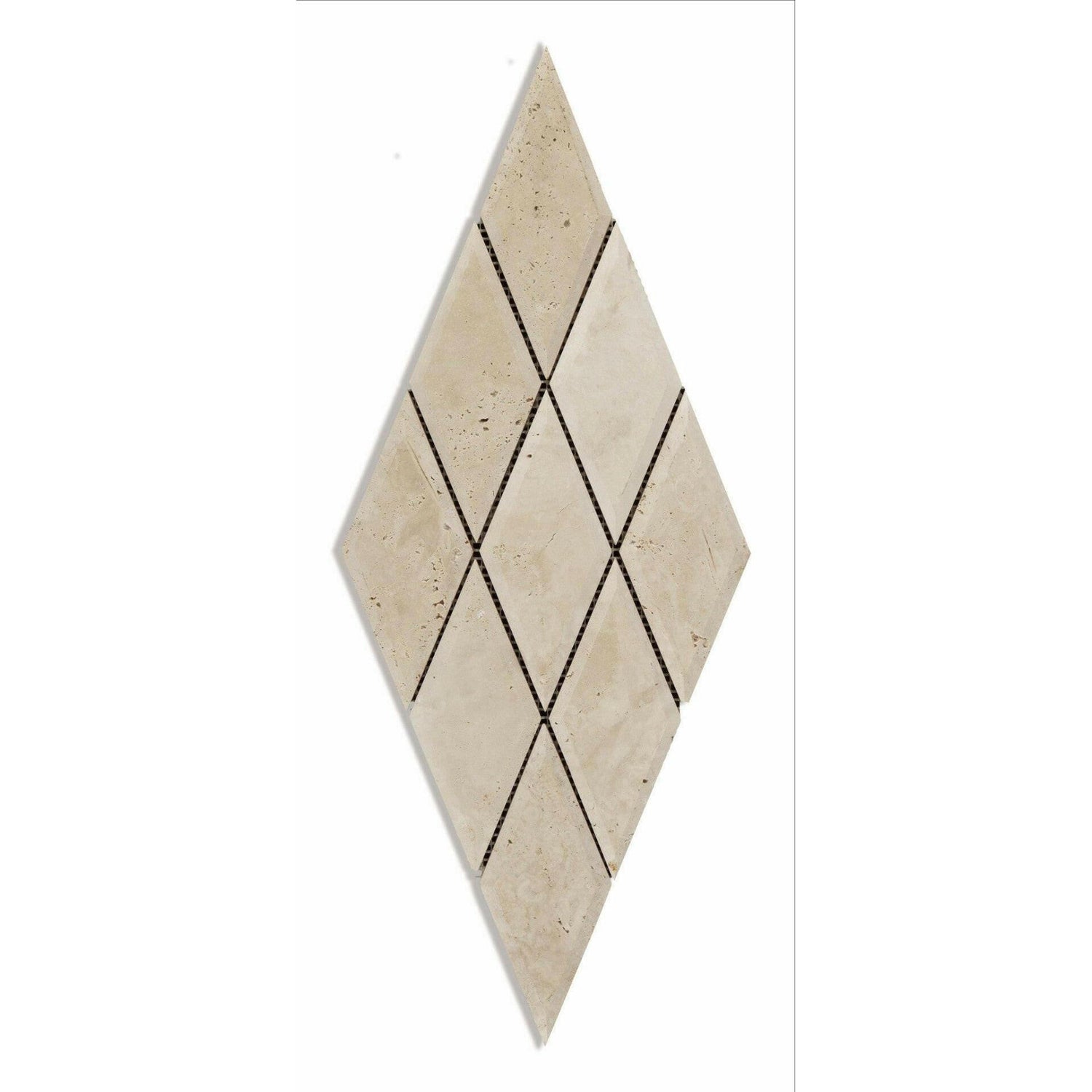 3x6 Ivory Travertine Diamond / Rhomboid Honed & Beveled Mosaic Tile 3x6 Ivory Travertine Diamond / Rhomboid Honed & Beveled Mosaic Tile - American Tile Depot
