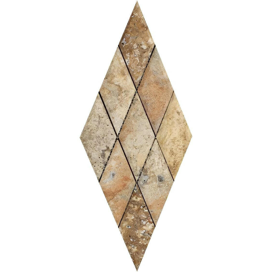 3x6 Scabos Travertine Diamond / Rhomboid Polished & Beveled Mosaic Tile 3x6 Scabos Travertine Diamond / Rhomboid Polished & Beveled Mosaic Tile - American Tile Depot