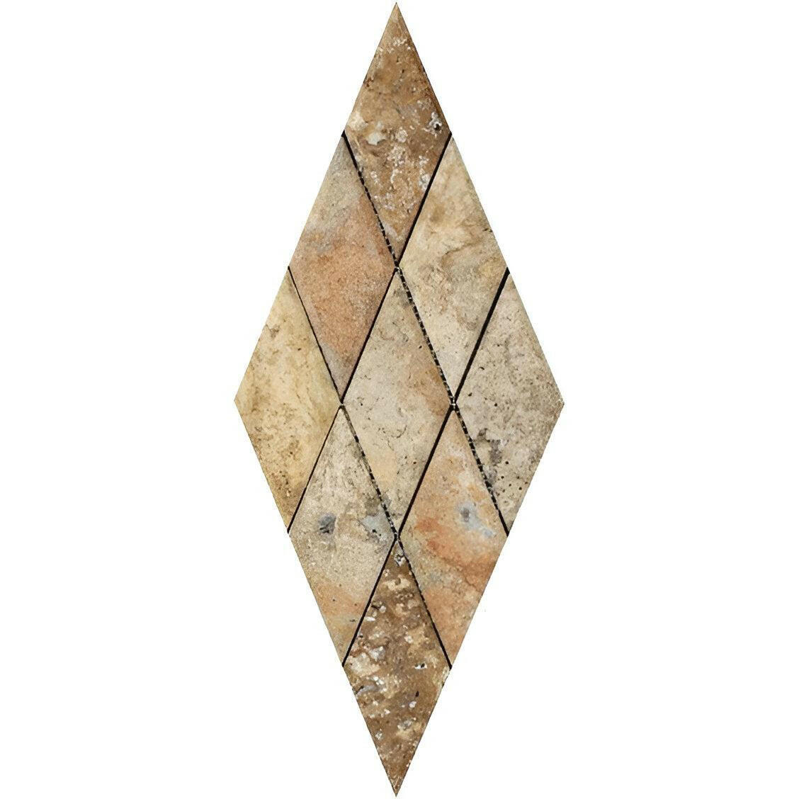 3x6 Scabos Travertine Diamond / Rhomboid Polished & Beveled Mosaic Tile 3x6 Scabos Travertine Diamond / Rhomboid Polished & Beveled Mosaic Tile - American Tile Depot
