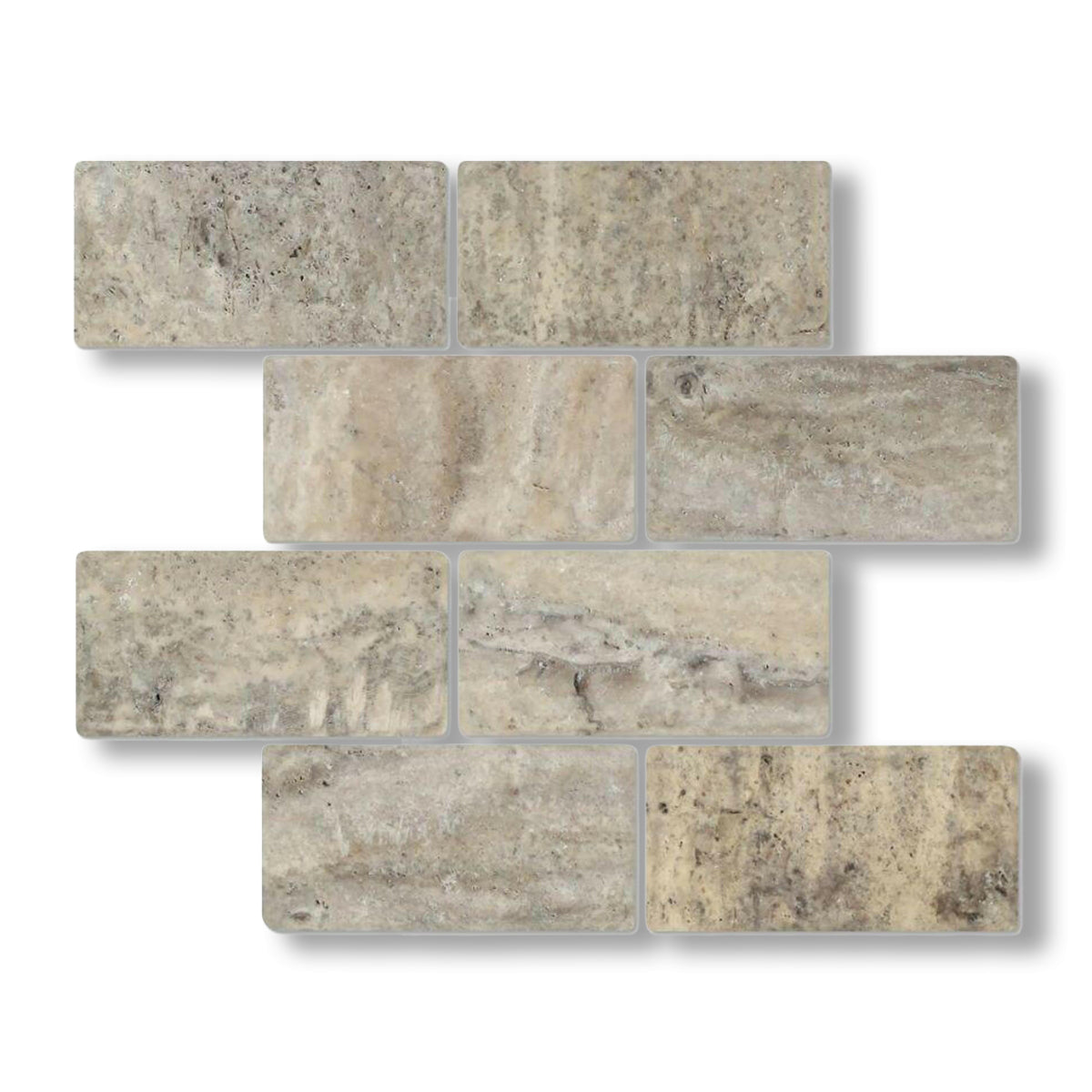 3x6 Silver Travertine Tumbled Tile