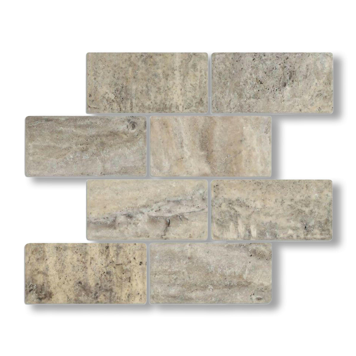 3x6 Silver Travertine Tumbled Tile - American Tile Depot