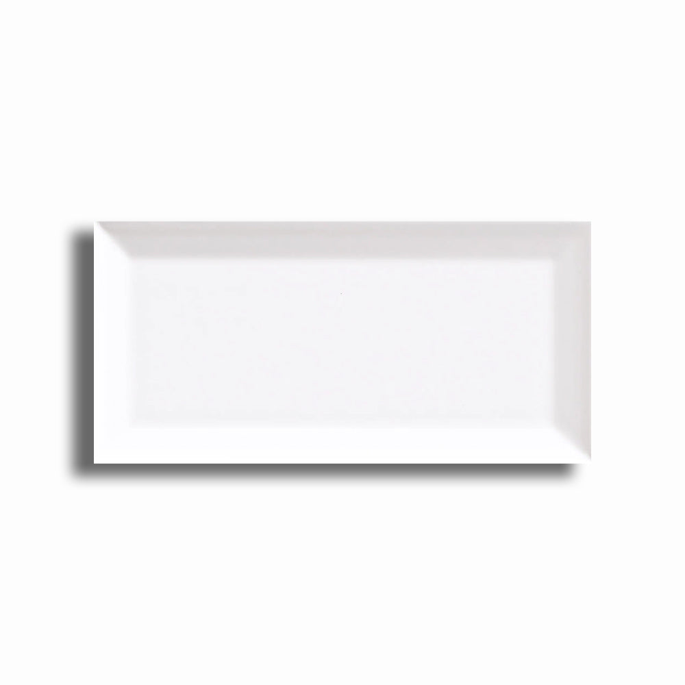 3x6 Strata White Ice Beveled Solid Color Matte Ceramic Wall Tile - American Tile Depot