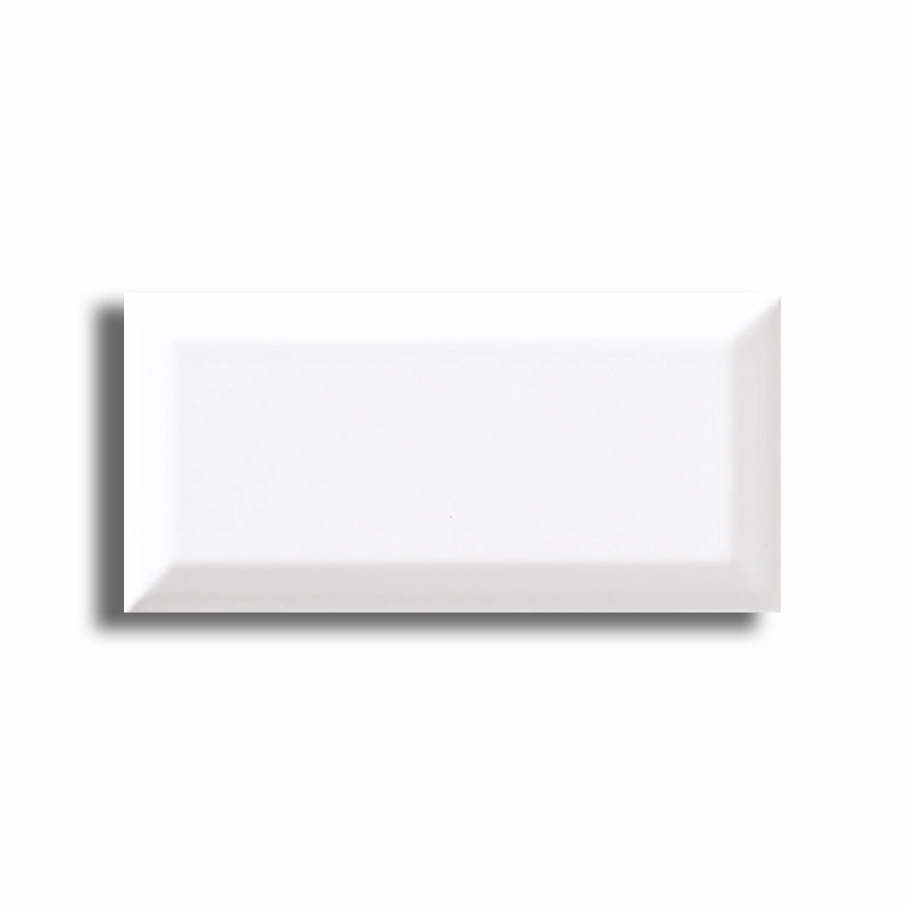 3x6 Strata White Ice Beveled Solid Color Matte Ceramic Wall Tile - American Tile Depot