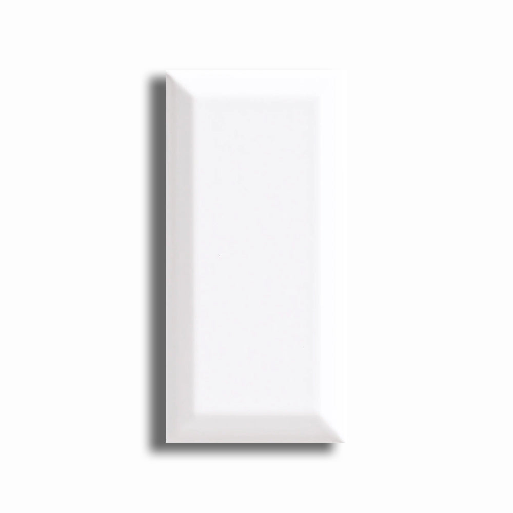 3x6 Strata White Ice Beveled Solid Color Matte Ceramic Wall Tile - American Tile Depot
