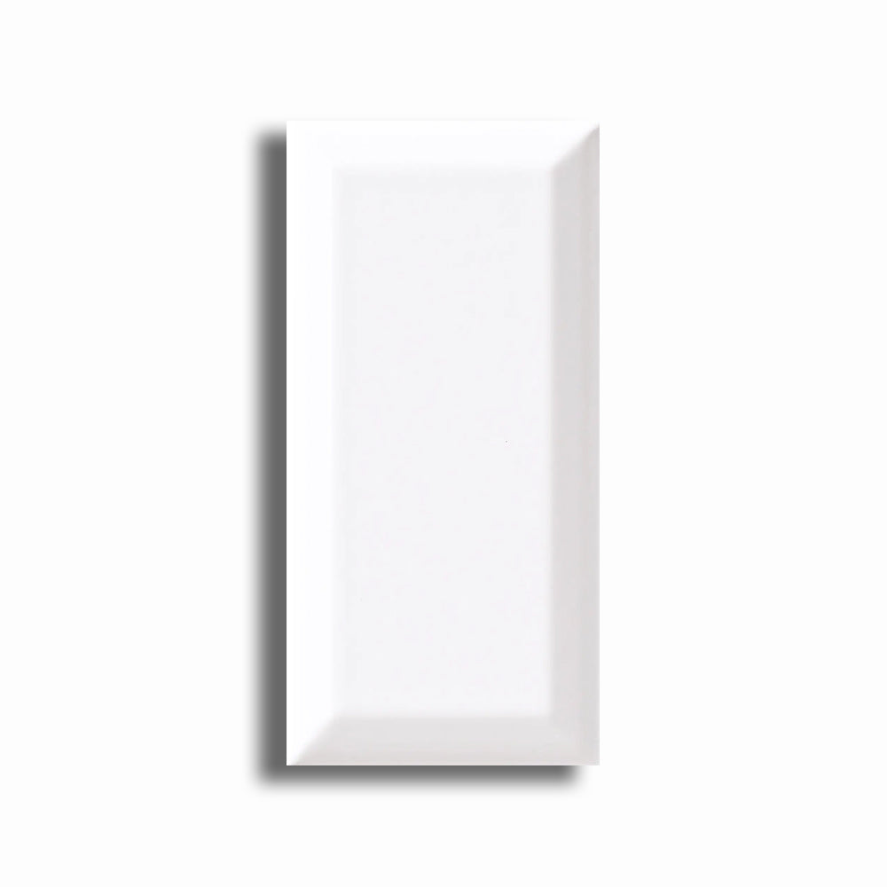 3x6 Strata White Ice Beveled Solid Color Matte Ceramic Wall Tile - American Tile Depot