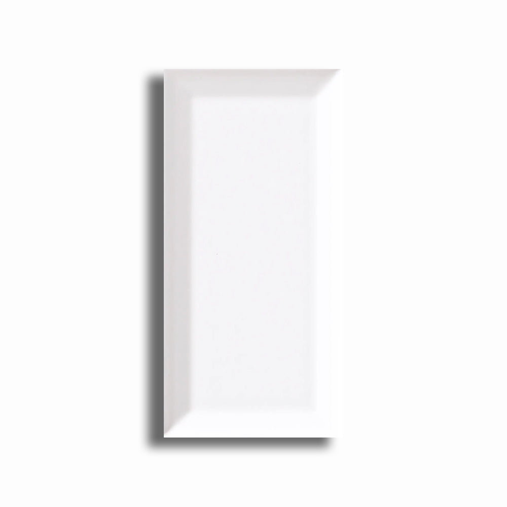 3x6 Strata White Ice Beveled Solid Color Matte Ceramic Wall Tile - American Tile Depot
