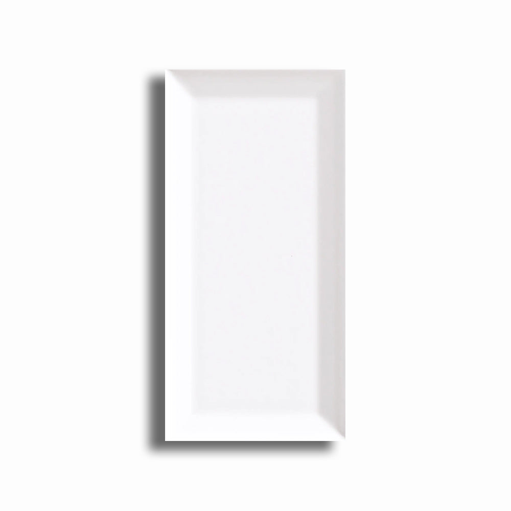 3x6 Strata White Ice Beveled Solid Color Matte Ceramic Wall Tile - American Tile Depot