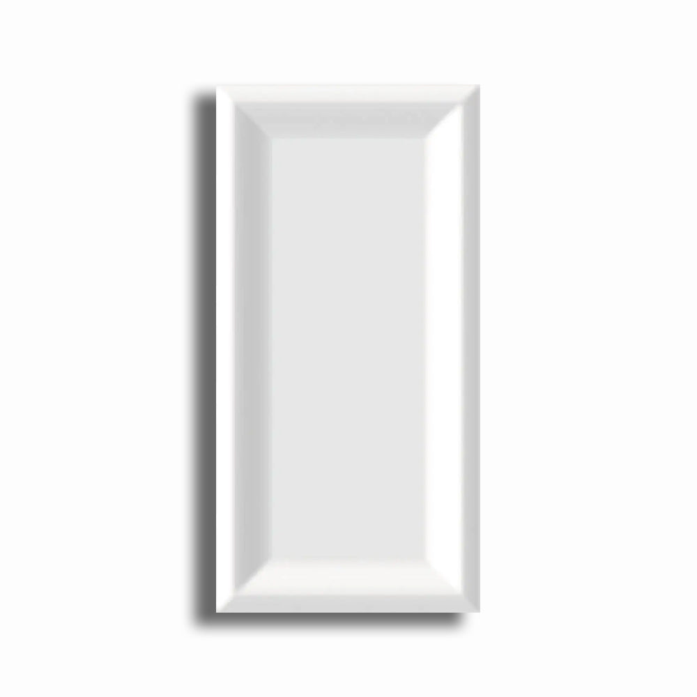 3x6 Strata White Ice Matte Solid Color Reverse Beveled Ceramic Wall Tile - American Tile Depot